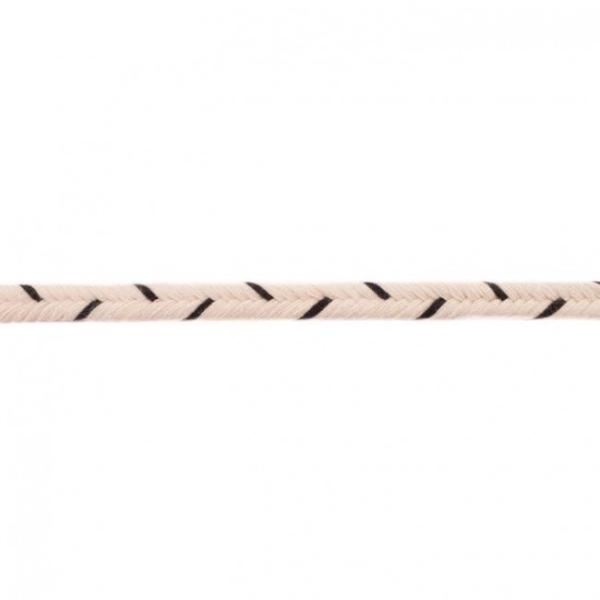 Baumwollkordel Ø 10mm Fischgrätmuster Schwarz/Creme